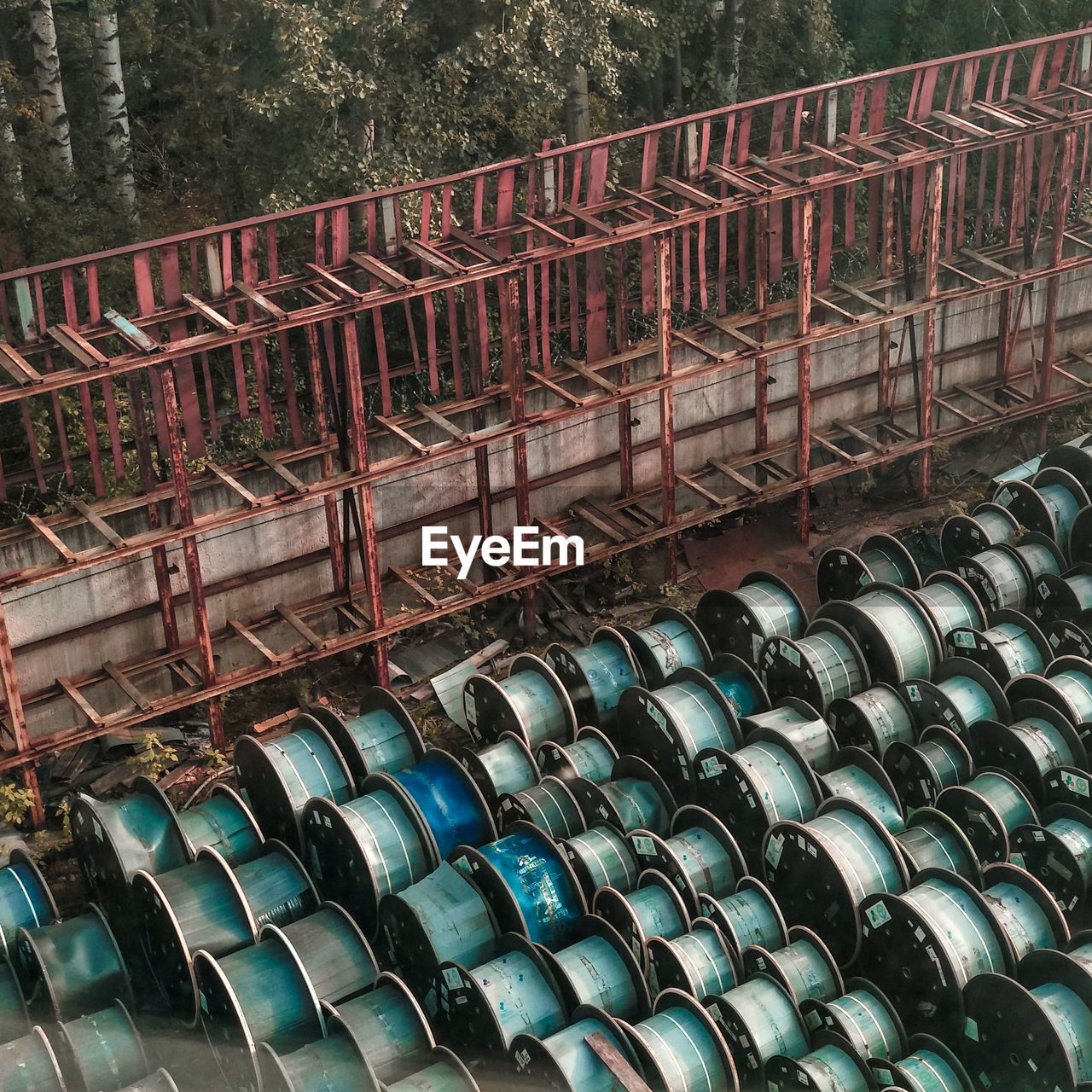 HIGH ANGLE VIEW OF STACK OF METAL