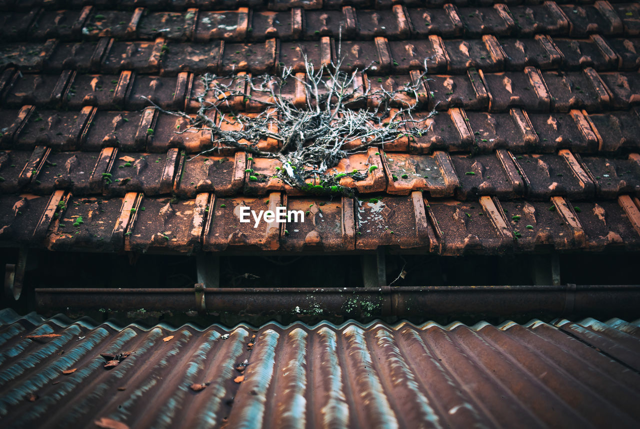 High angle view of root on roof