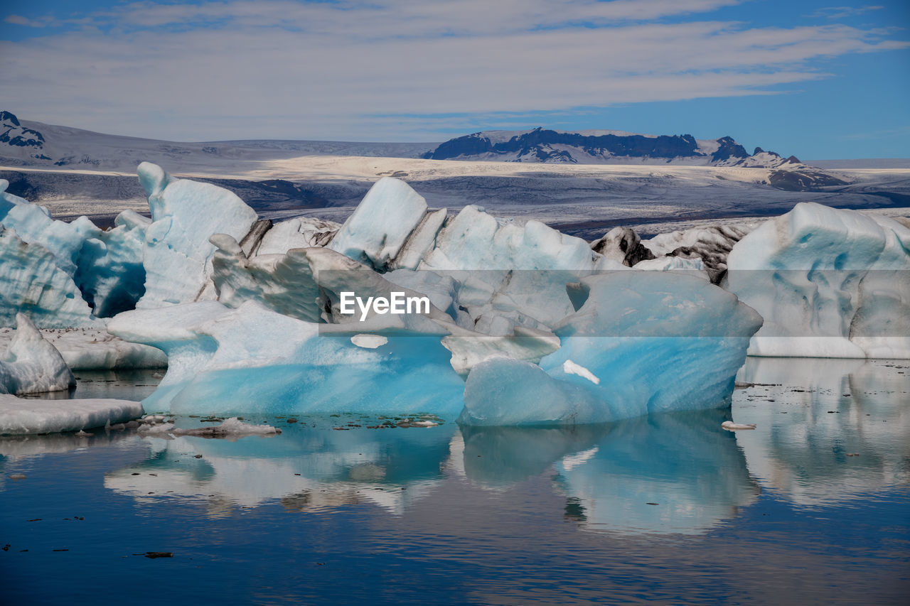 Close-up of icebergs on lake at jokulsarlon glacial lagoon