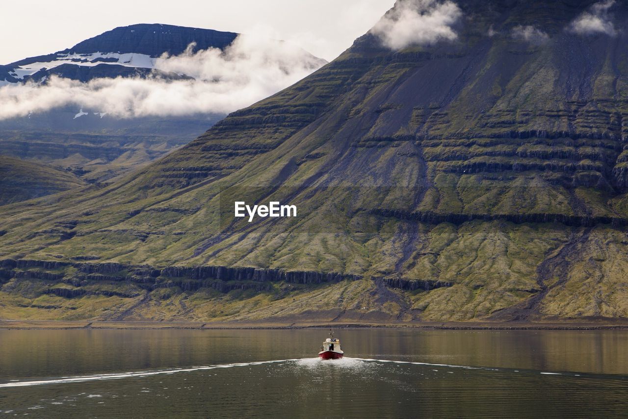 SCENIC VIEW OF LAKE AGAINST MOUNTAIN RANGE