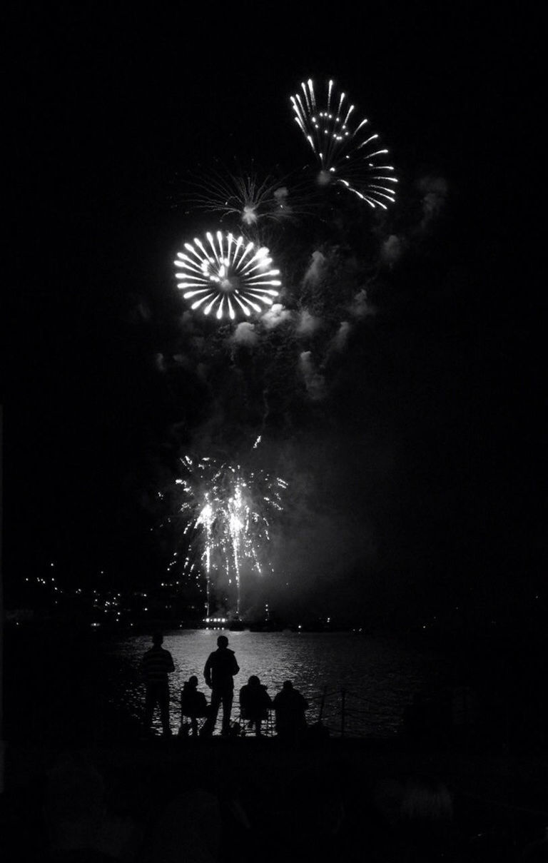 LOW ANGLE VIEW OF ILLUMINATED FIREWORKS