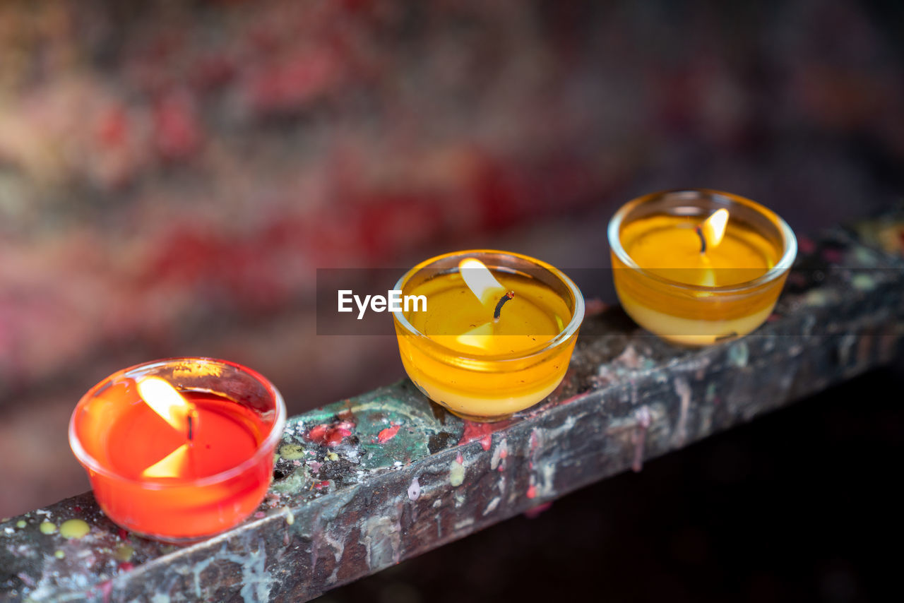 Candles used for blessing in the temple