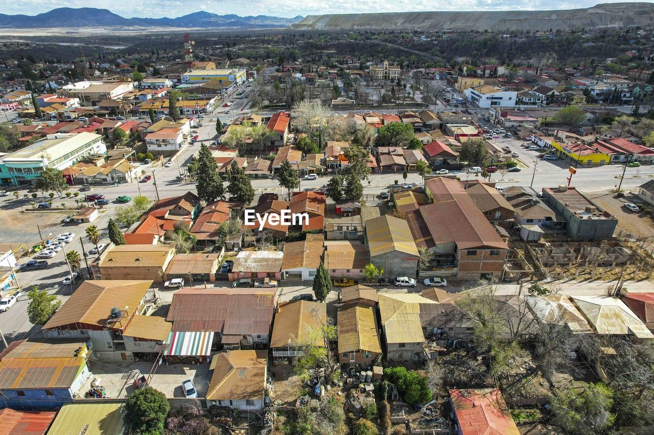 high angle view of townscape