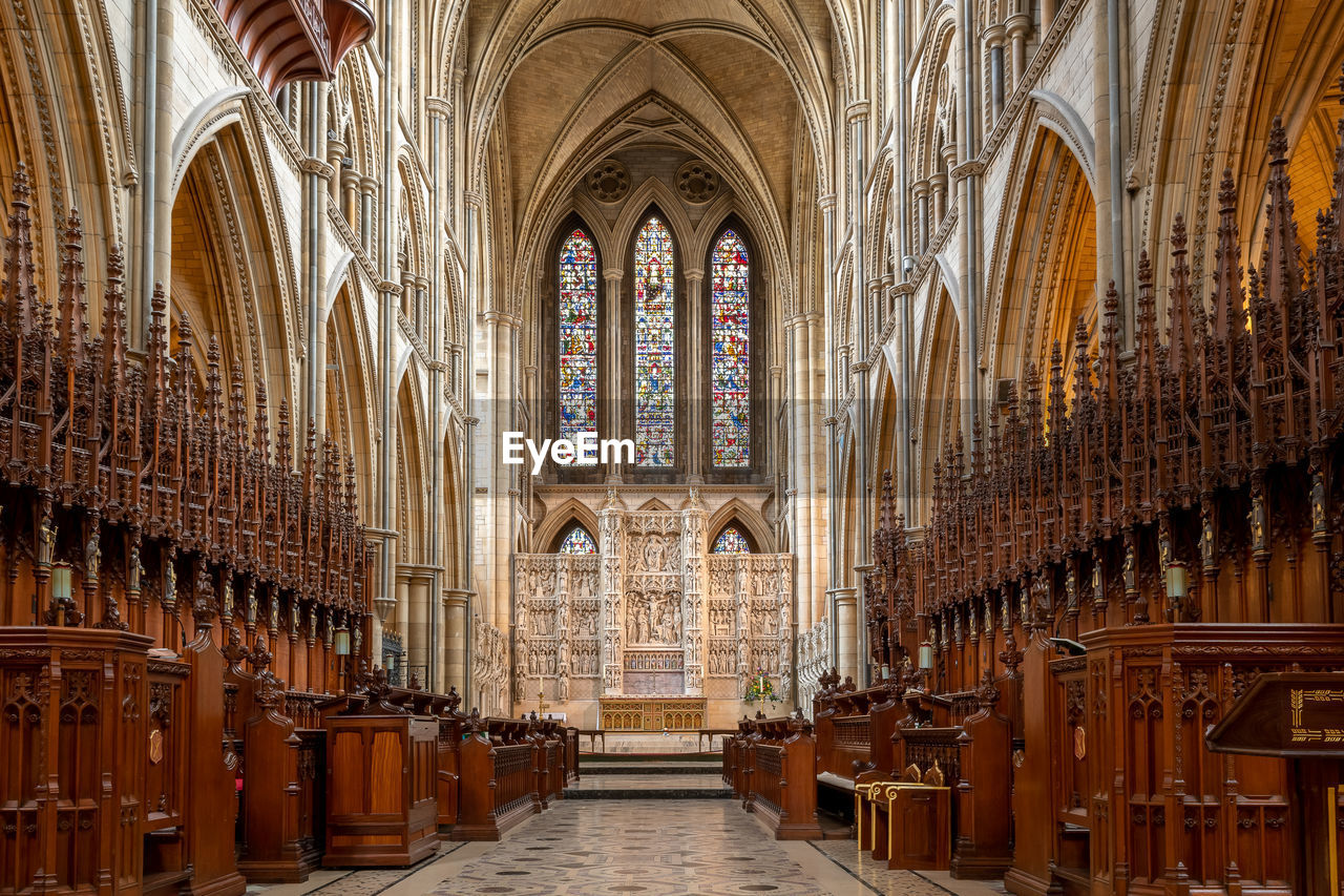 View of the inside of truro cathedral in cornwall