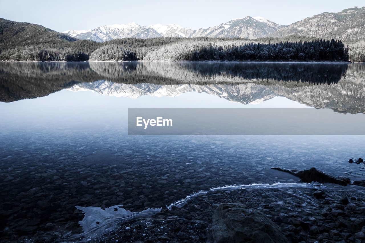 Scenic view of lake and mountains