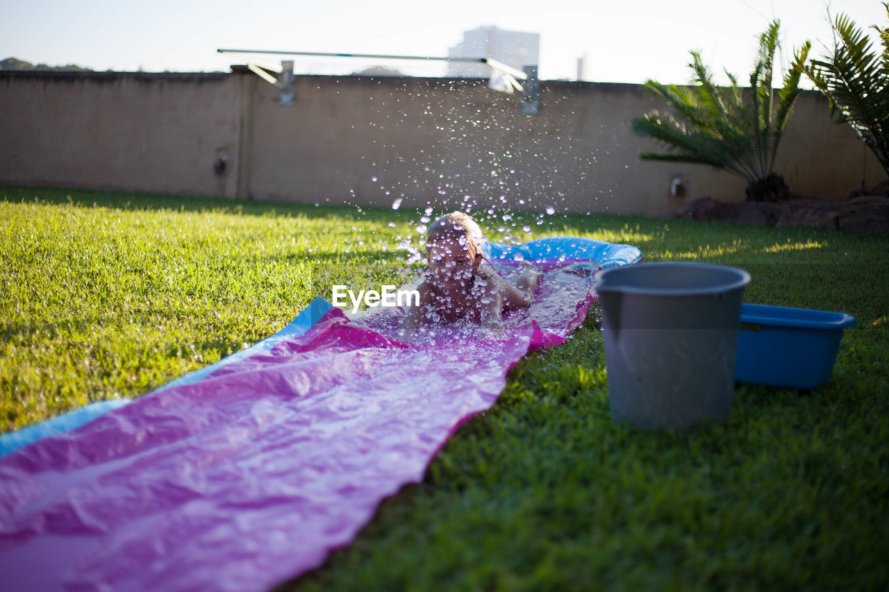 Girl playing outdoors