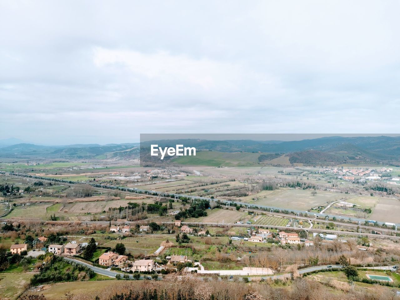 High angle view of landscape against sky