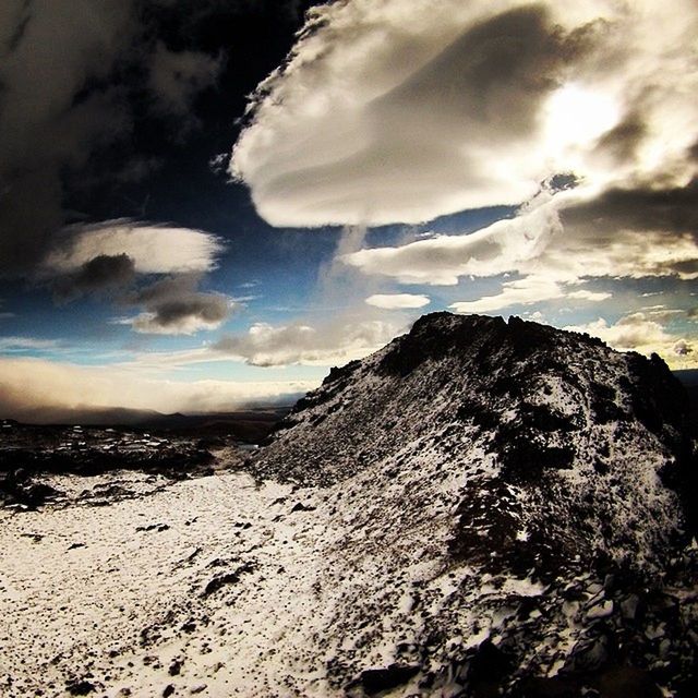 SCENIC VIEW OF MOUNTAINS AGAINST CLOUDY SKY