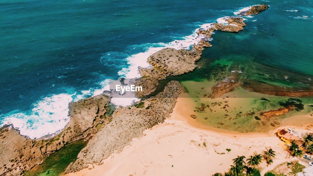 High angle view of beach