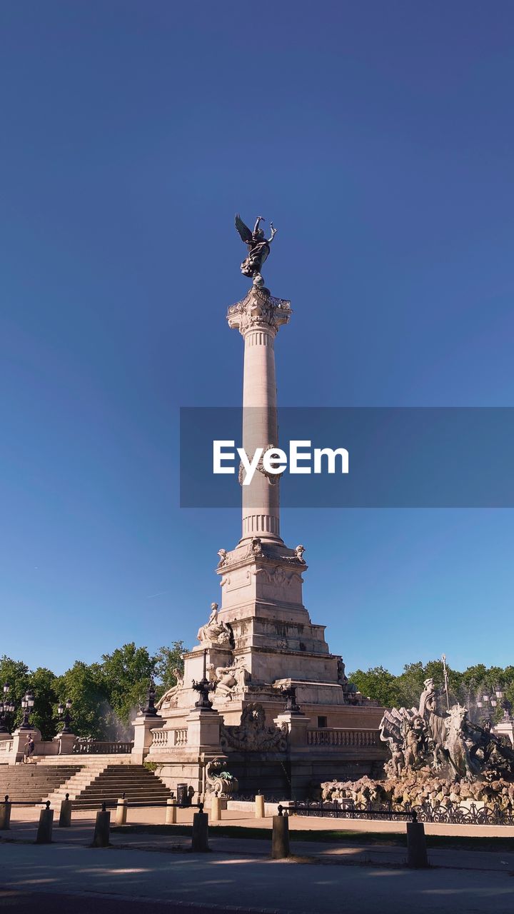 Low angle view of statue against clear sky
