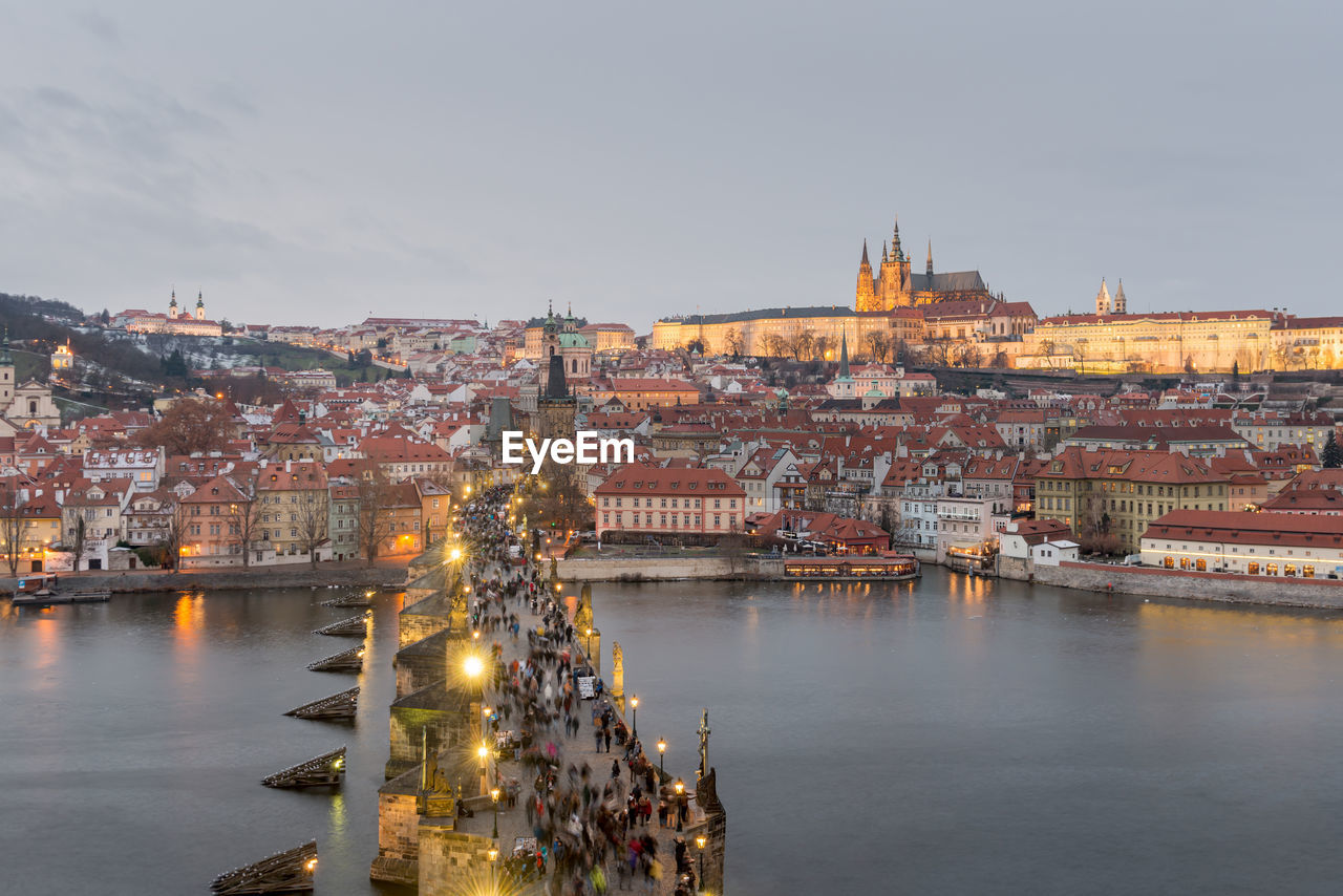 Charles bridge on vltava river in prague, czech republic