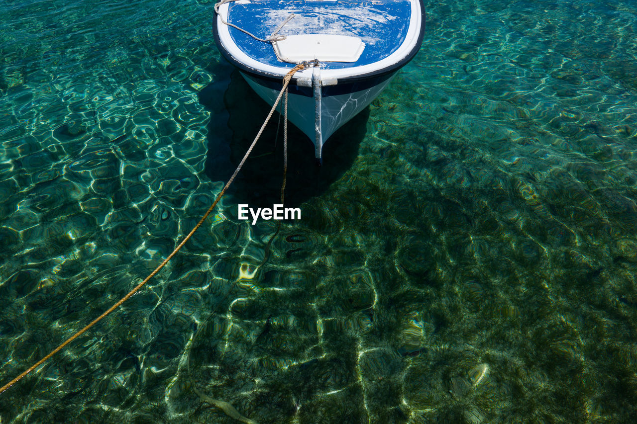 High angle view of boat in sea