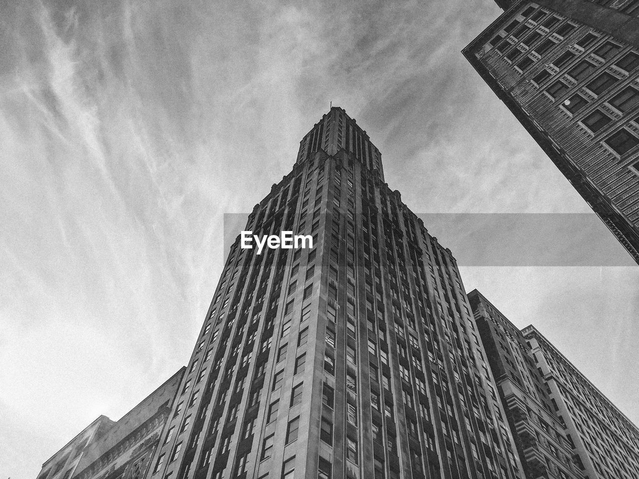 Low angle view of modern buildings against sky