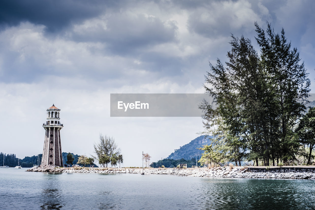 View of river against cloudy sky