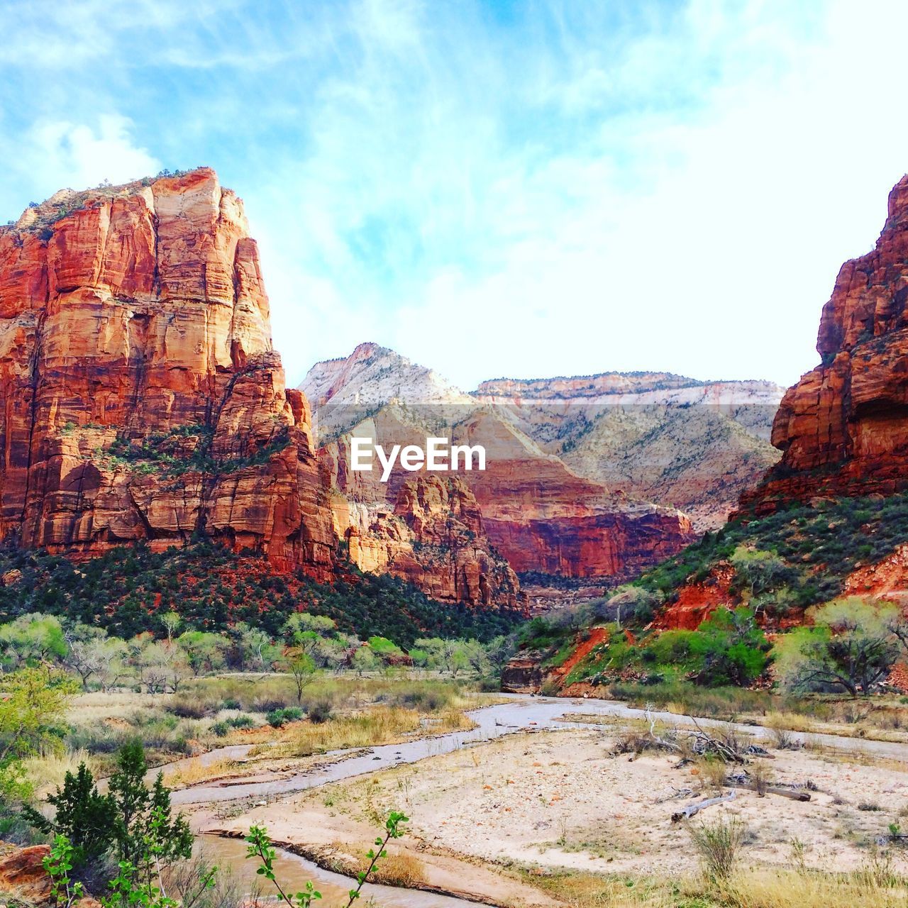 Scenic view of zion national park against sky