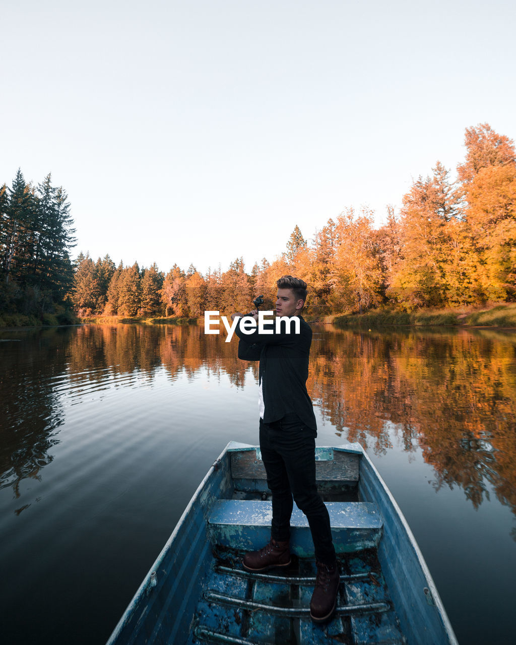 Relaxing  evening on a lake 