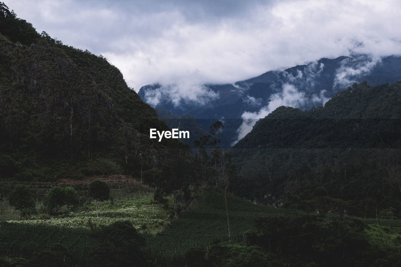 Scenic view of mountains against sky