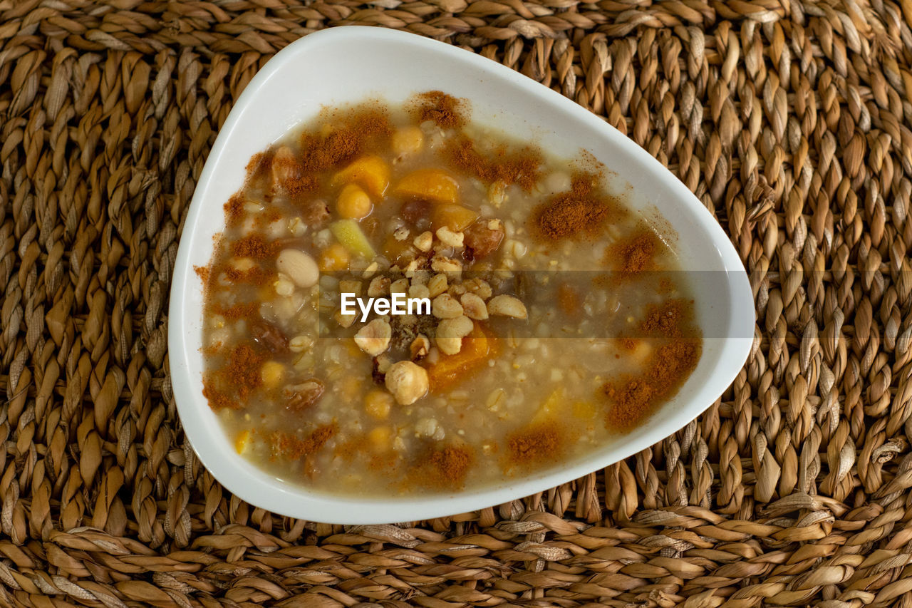 HIGH ANGLE VIEW OF BREAD IN BOWL