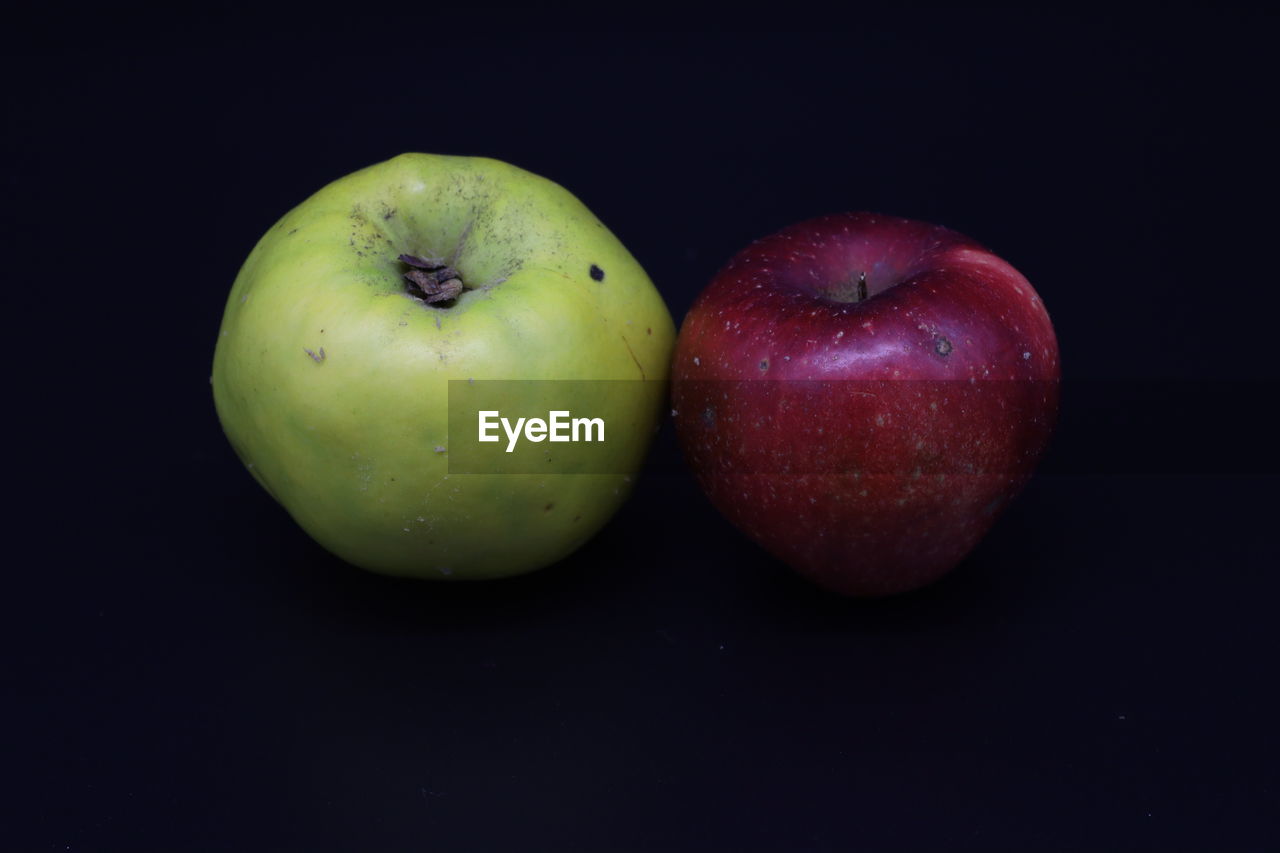 food and drink, apple, healthy eating, food, fruit, granny smith, wellbeing, freshness, apple - fruit, black background, studio shot, green, close-up, produce, macro photography, indoors, plant, still life photography, still life, no people, red, granny smith apple, cut out, group of objects