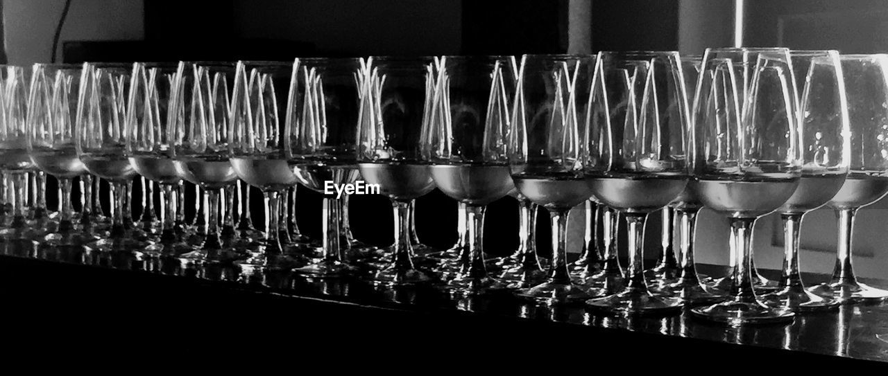 Wineglasses on bar counter