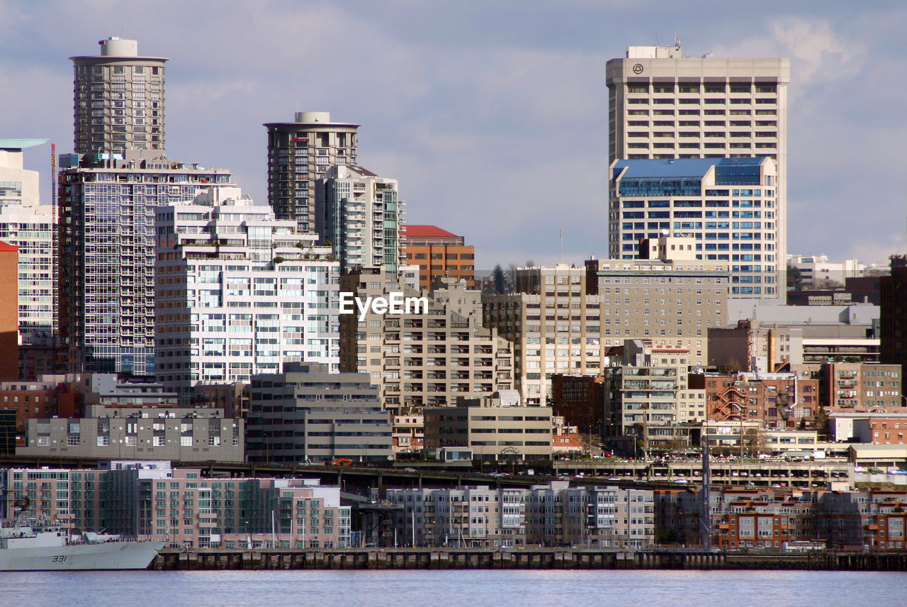 Seattle, washington, usa city landscape skyline from alki beach