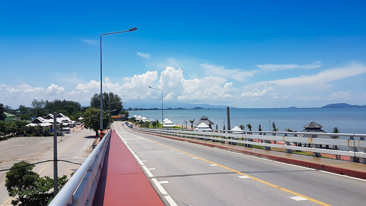 PANORAMIC VIEW OF ROAD BY SEA AGAINST SKY