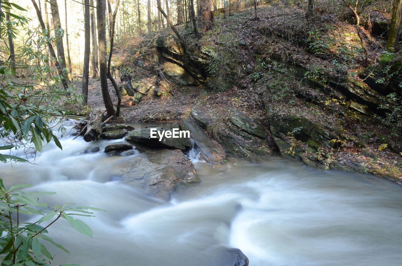 SCENIC VIEW OF STREAM FLOWING THROUGH ROCKS