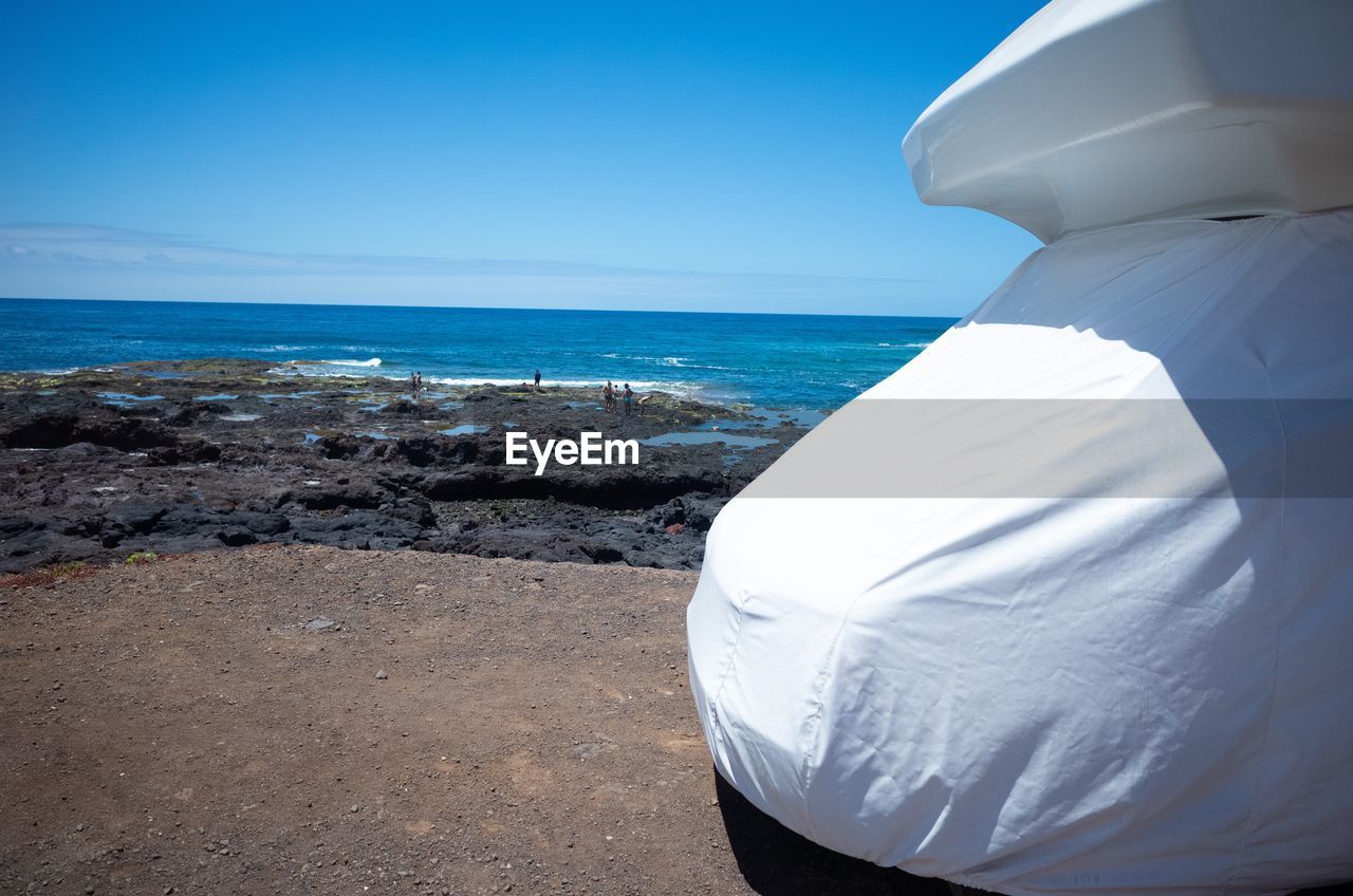 SCENIC VIEW OF BEACH AGAINST CLEAR BLUE SKY