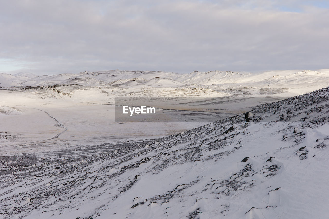 Scenic view of snowcapped mountain against sky