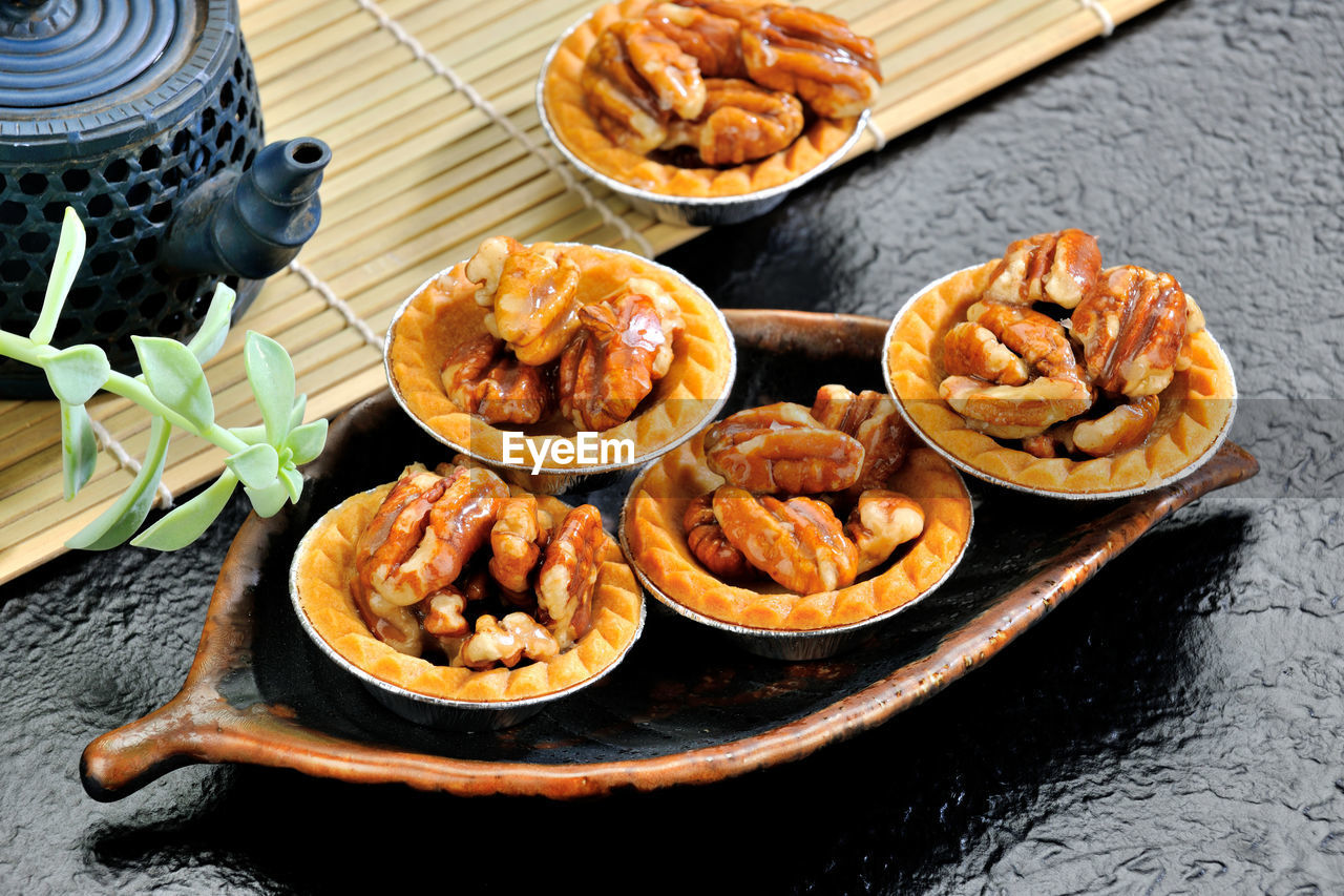 High angle view of food on table