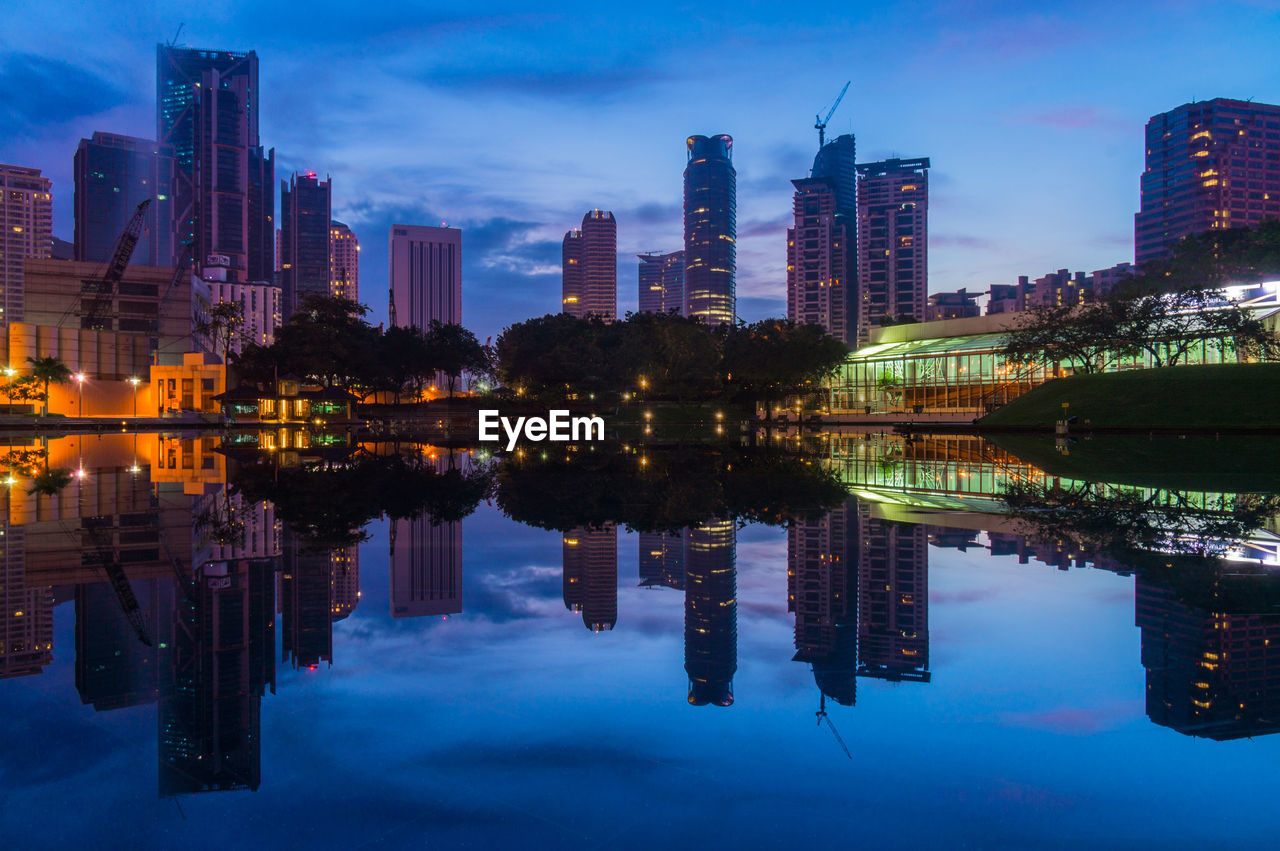 Reflection of city in water