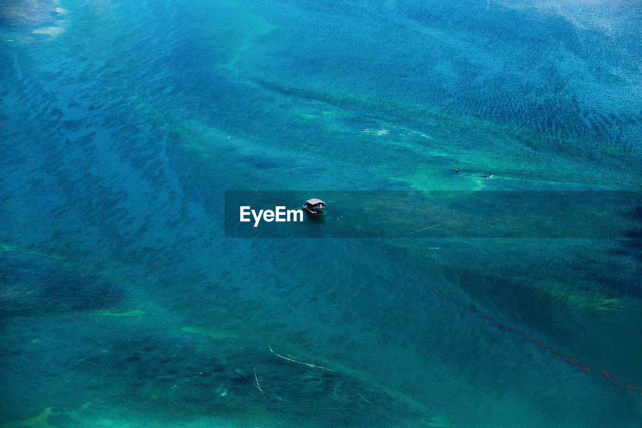 High angle view of boat in sea