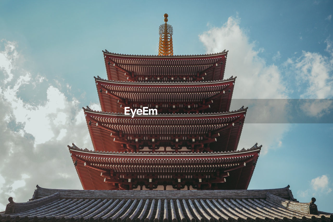 Low angle view of temple building against sky