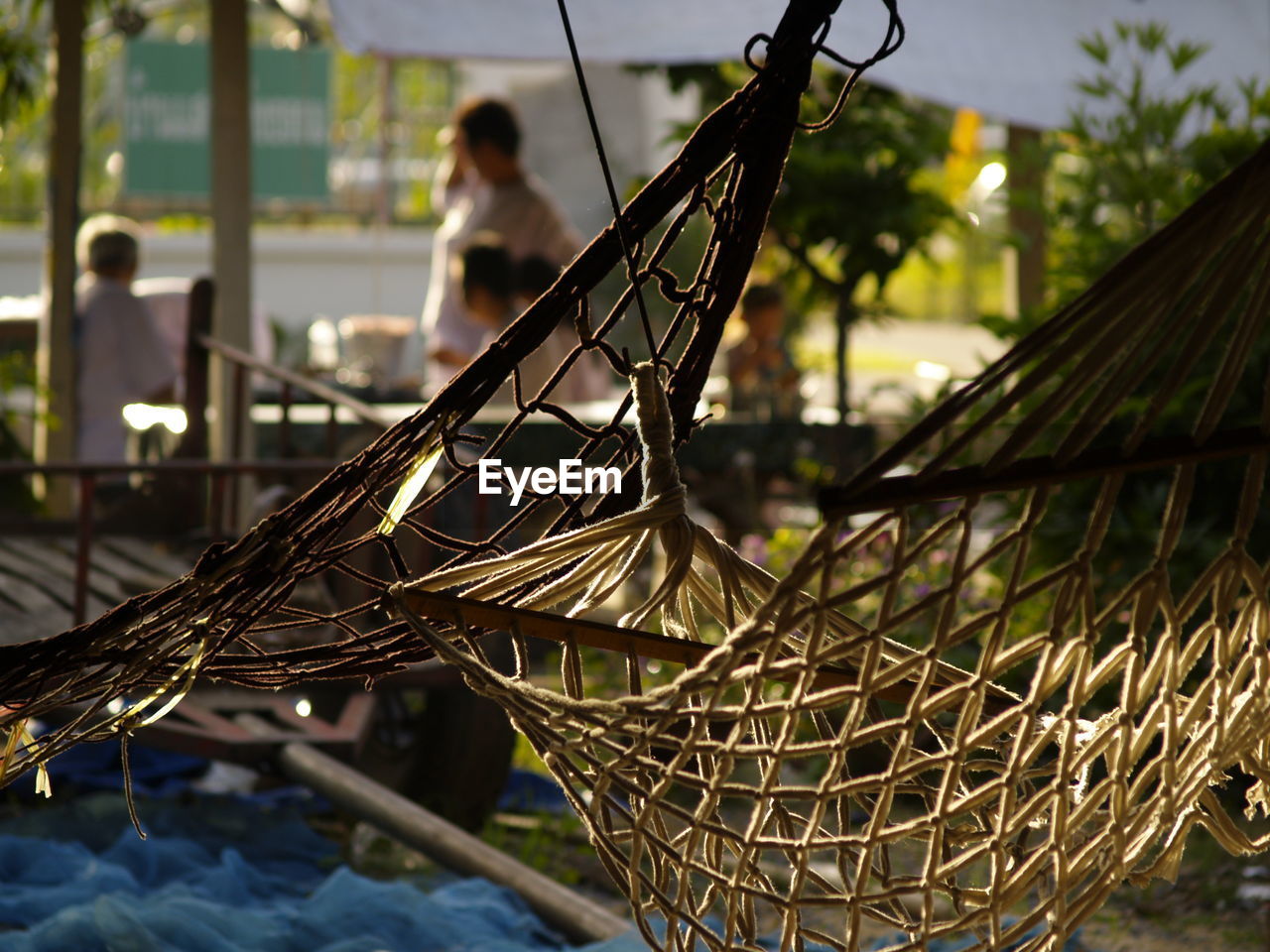 Close-up of hammock at beach