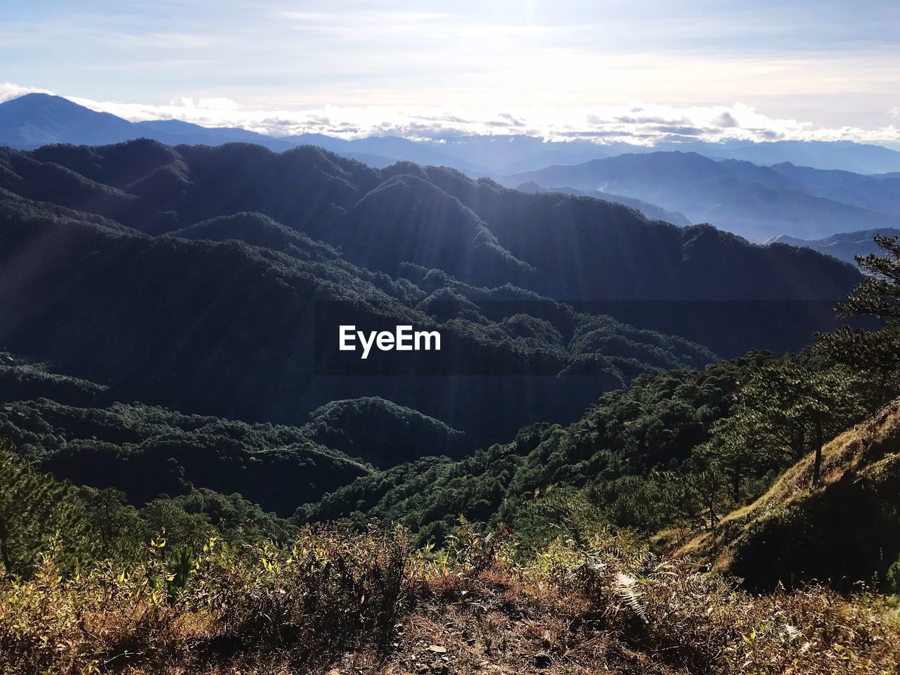 Scenic view of mountains against sky