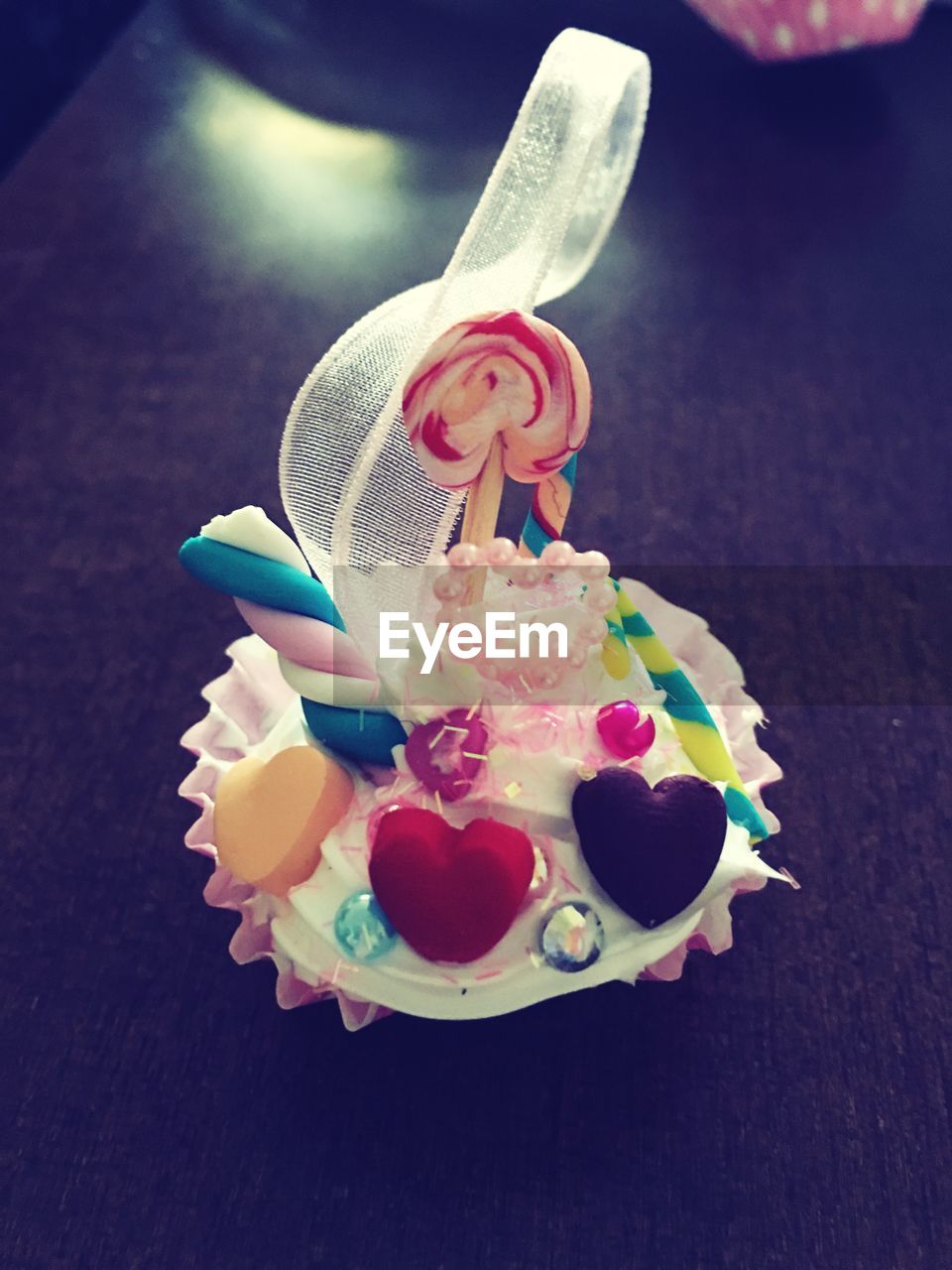 High angle view of cake on table