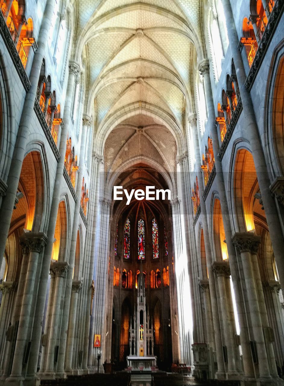 Interior of a french cathedral in nantes
