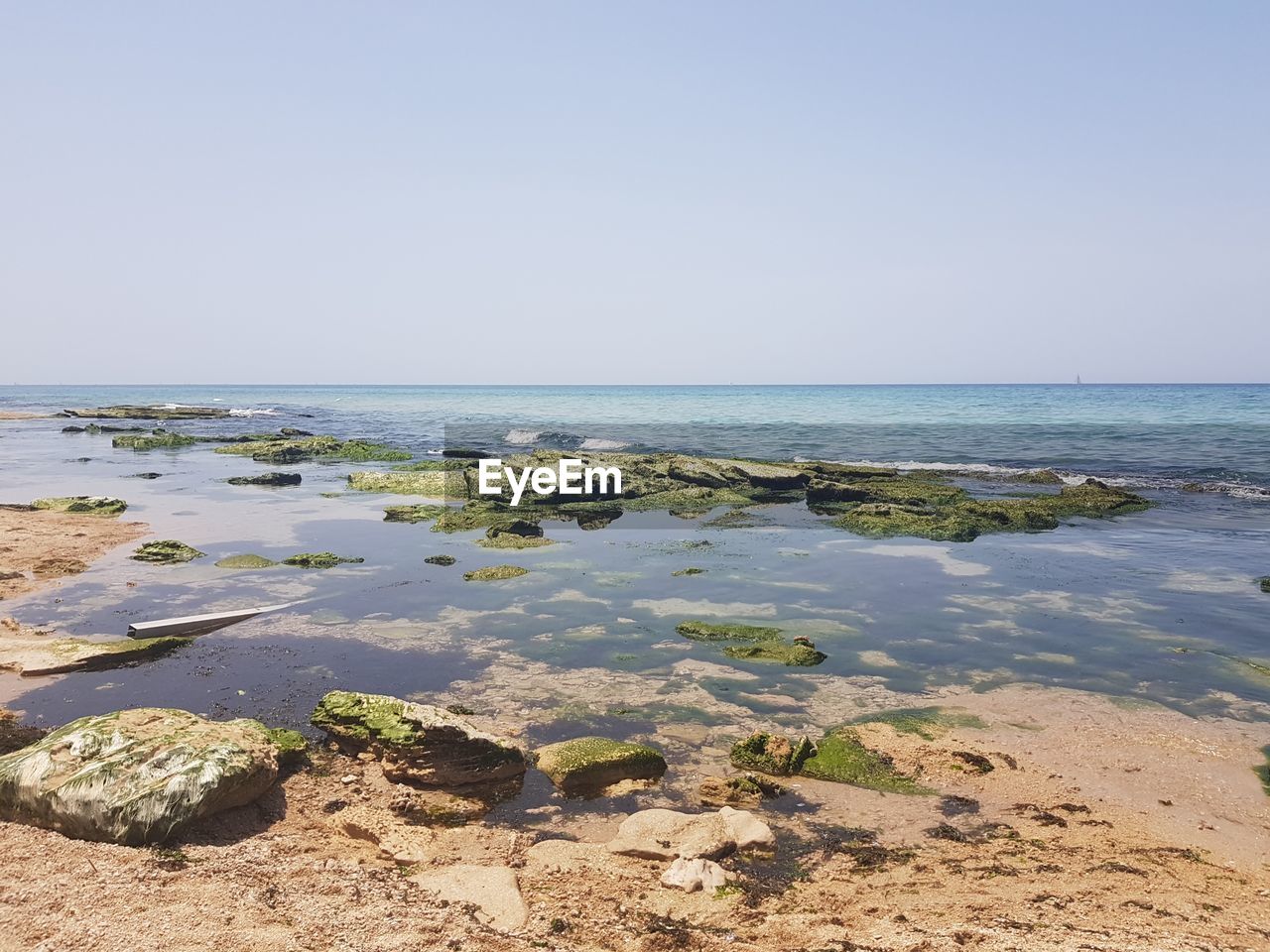 Scenic view of sea against clear sky