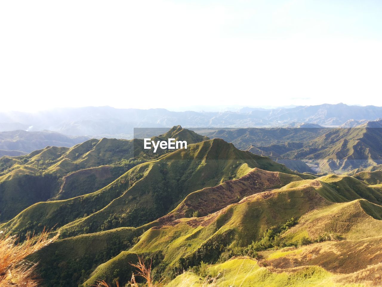 Scenic view of mountains against clear sky