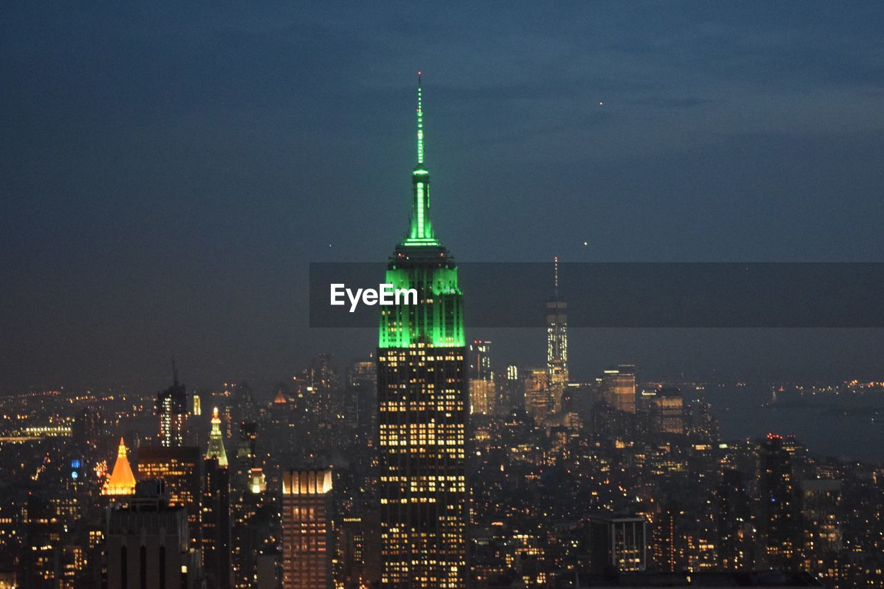 Illuminated cityscape at night