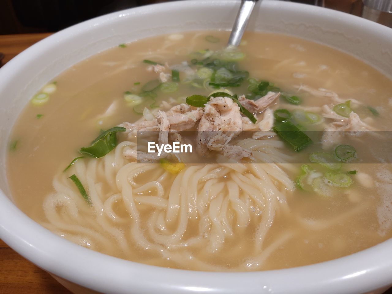 Close-up of noodle soup in bowl
