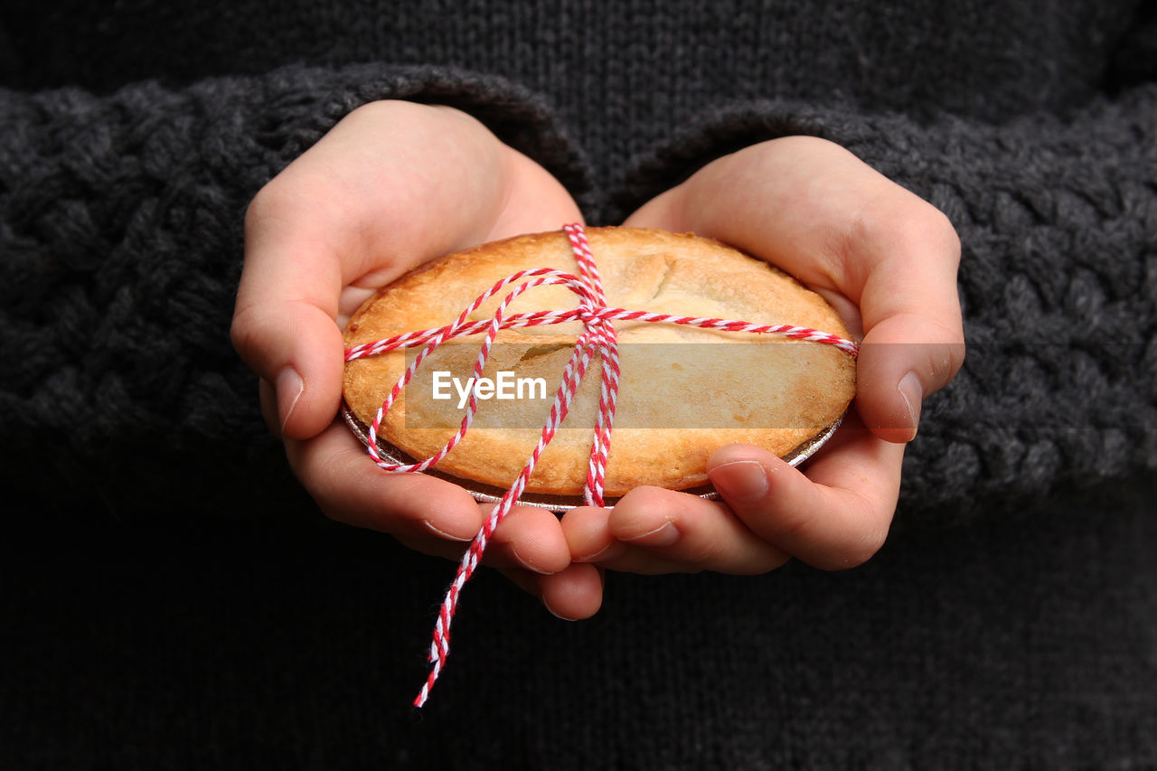 Cropped hand of person holding cookie