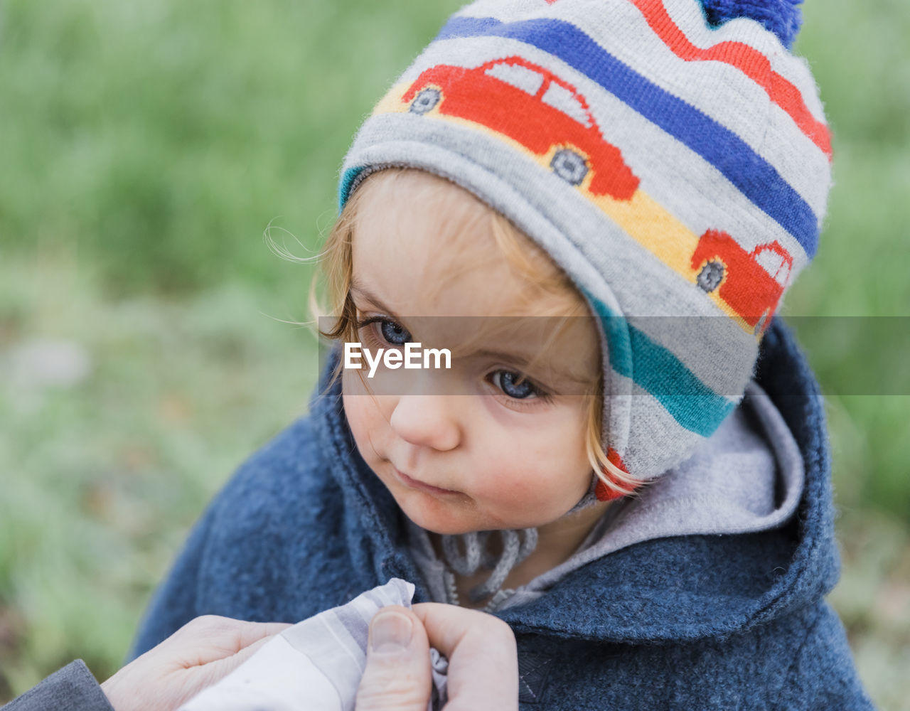 High angle view of cute baby girl