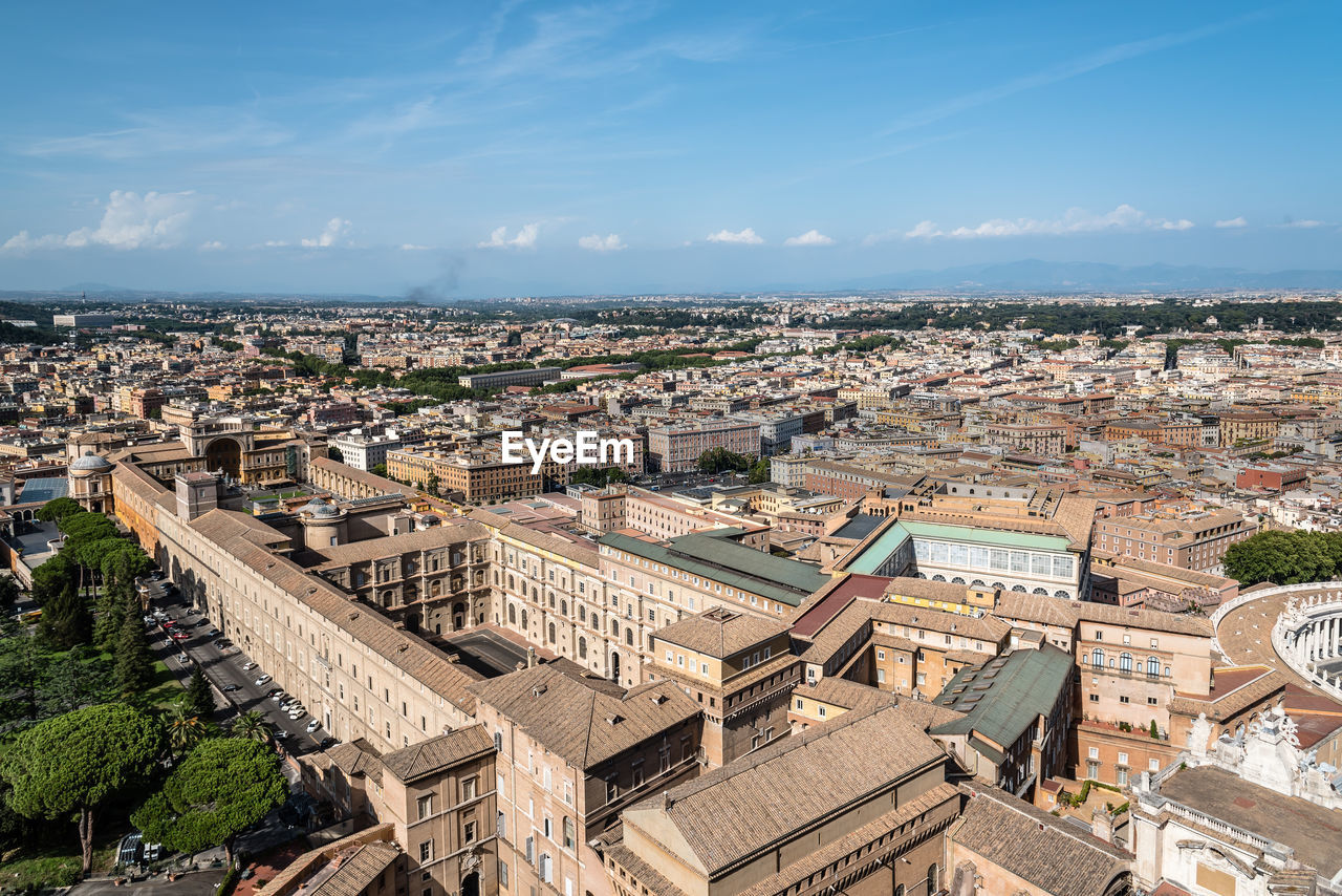 High angle view of cityscape against sky