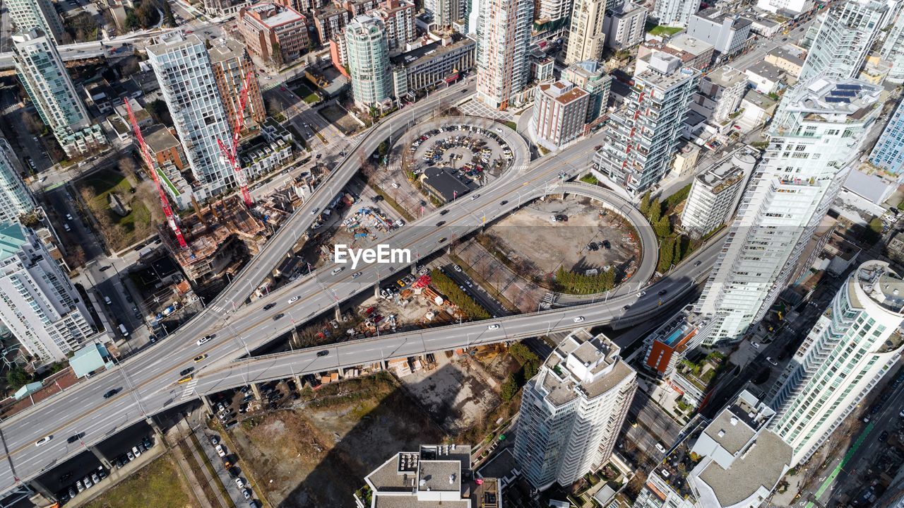 High angle view of traffic on road