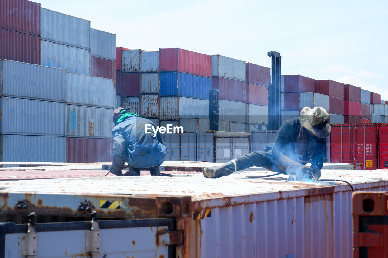 high angle view of ship in factory