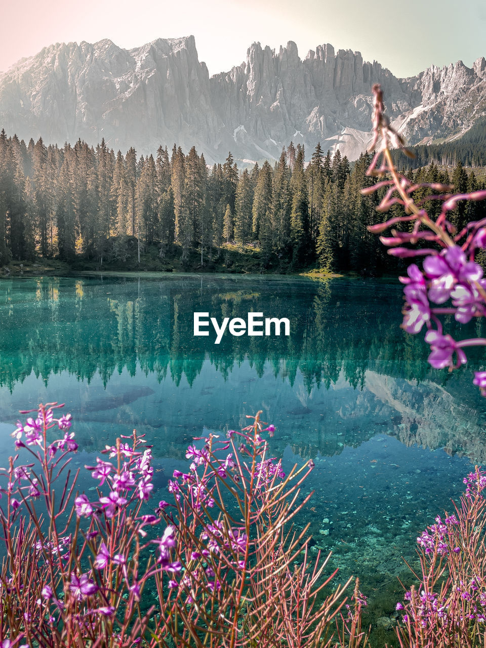 Scenic view of lake against mountain range