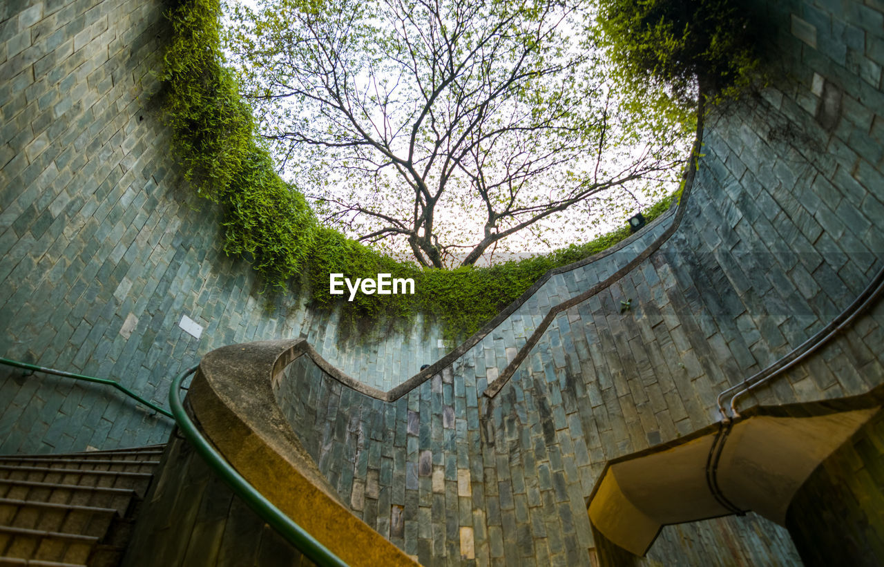 Spiral staircase of underground at fort canning park, singapore