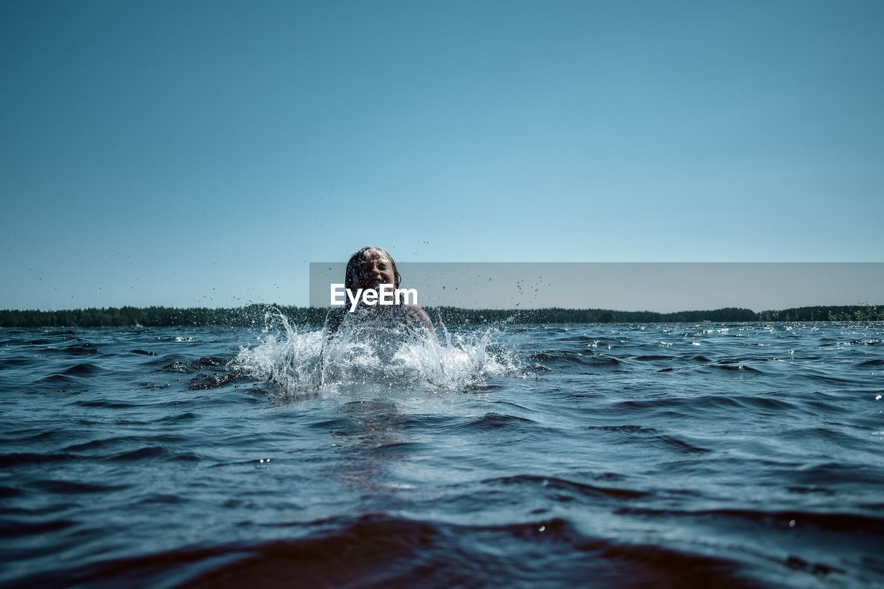 Swimmer in lake