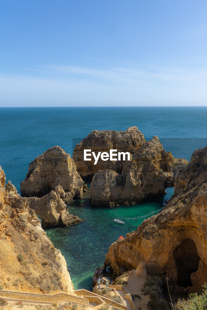 SCENIC VIEW OF SEA AND ROCKS AGAINST SKY